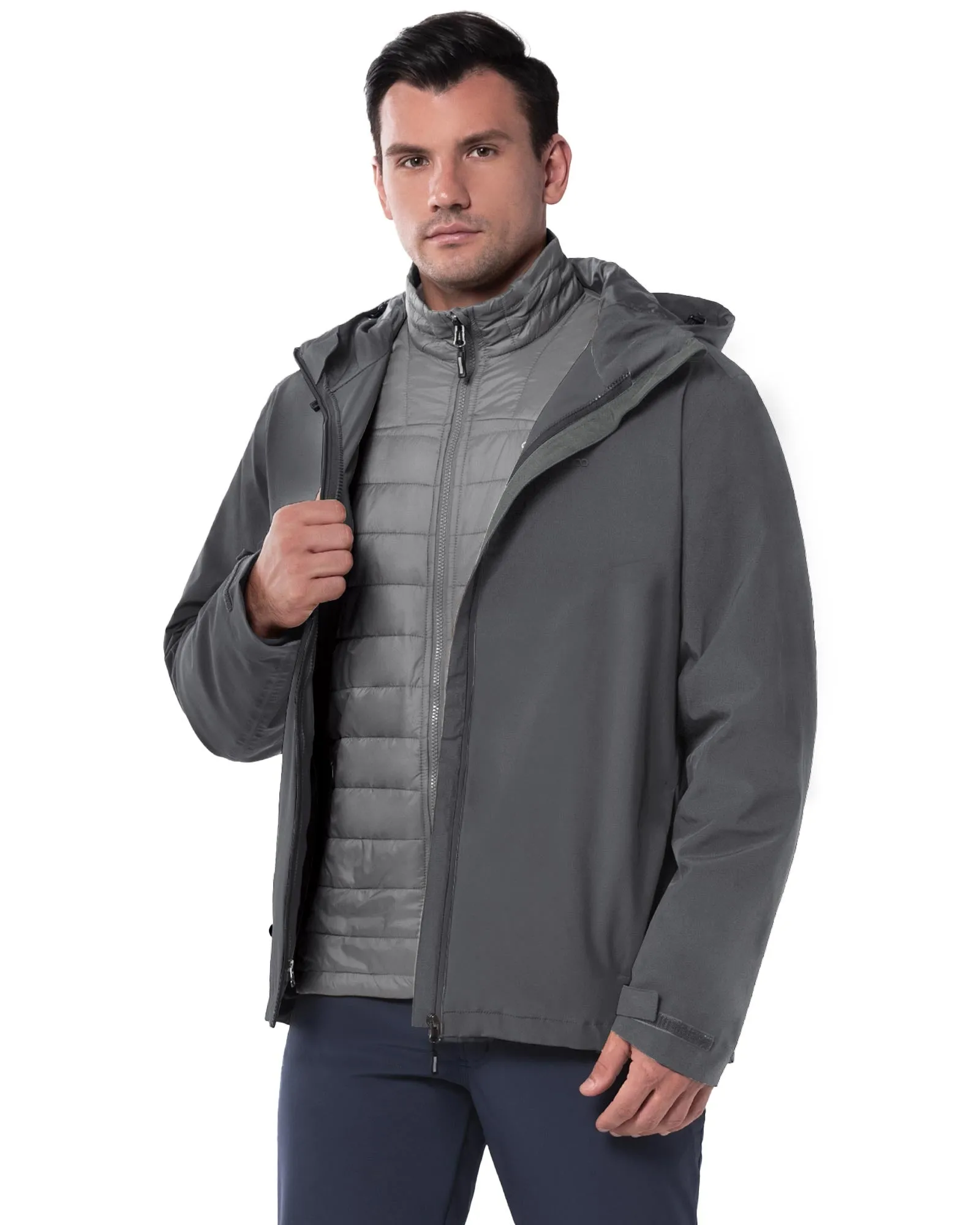 10000mm W/P Index 10000 Level Breathable Men's 3-in-1 Ski Jacket with 5 Pockets