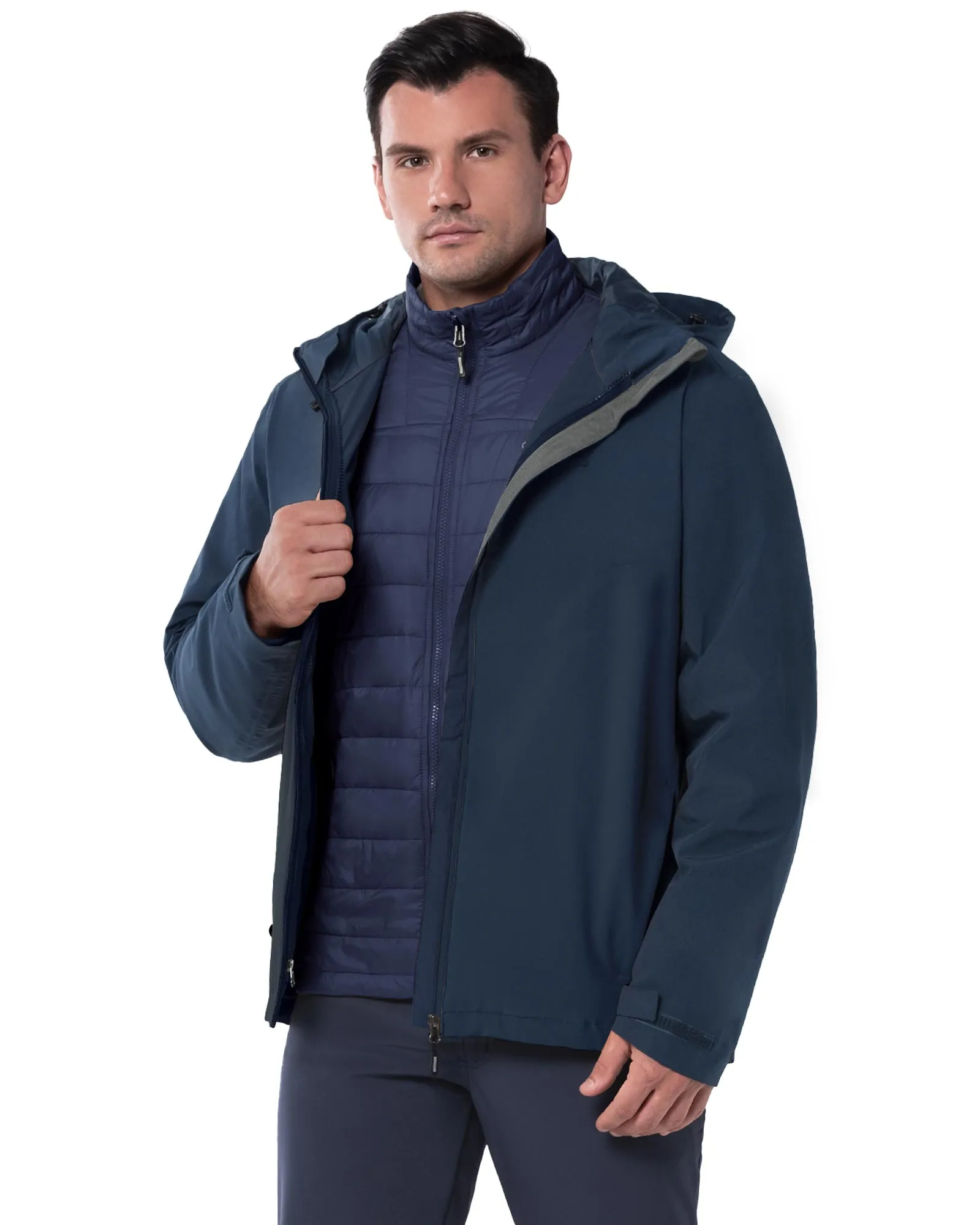 10000mm W/P Index 10000 Level Breathable Men's 3-in-1 Ski Jacket with 5 Pockets