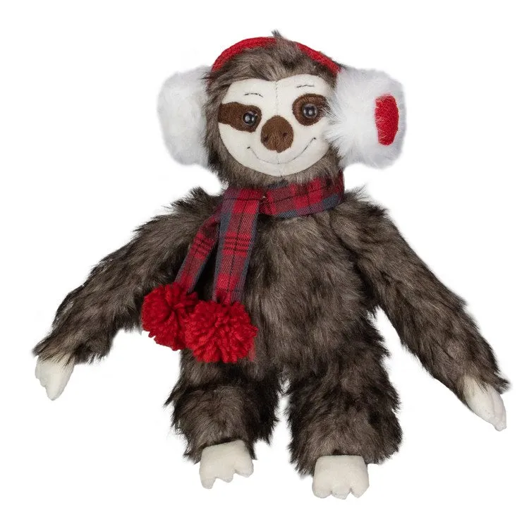 12" Plush Brown Sitting Sloth Christmas Tabletop Decoration