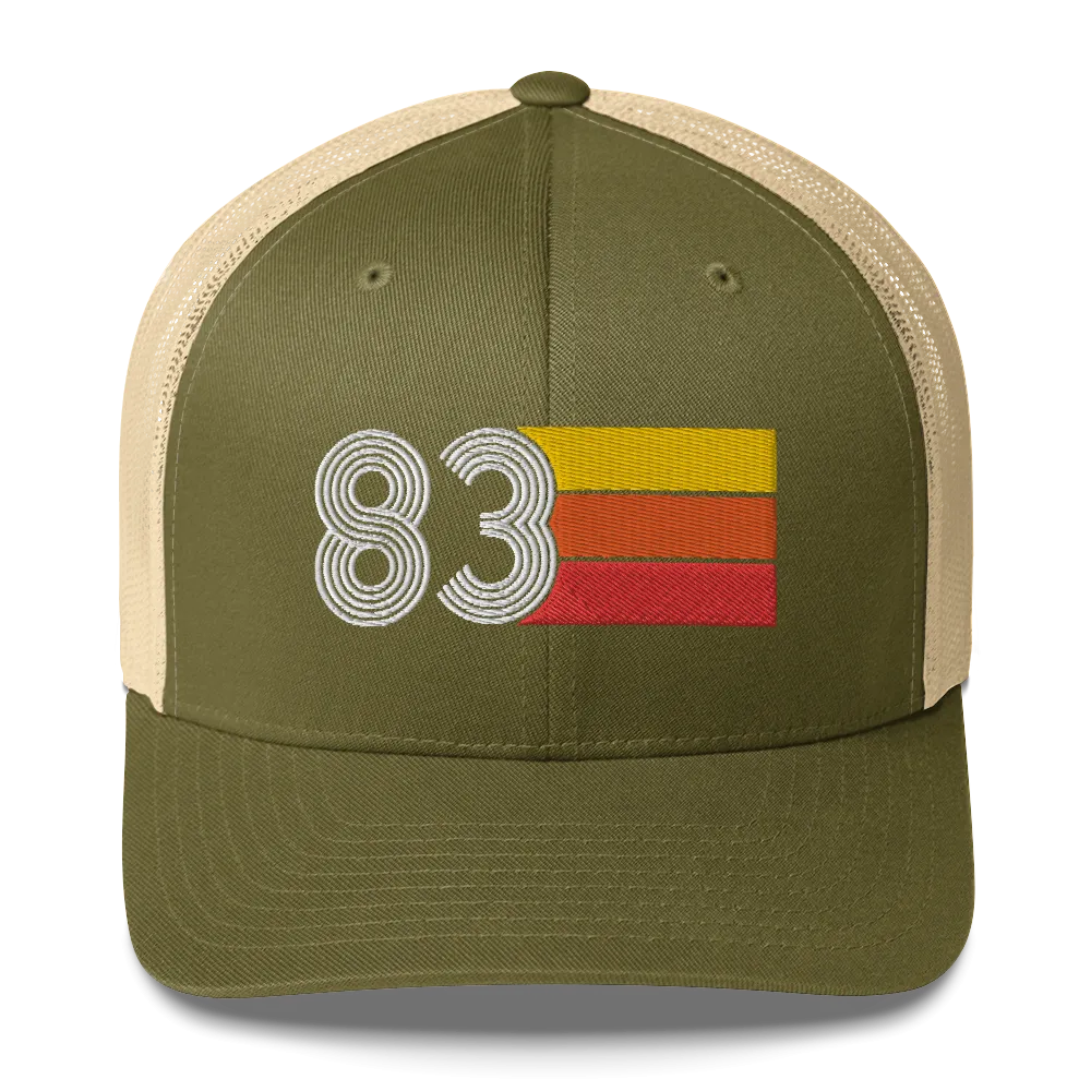 83 Number 1983 Birthday Retro Trucker Hat