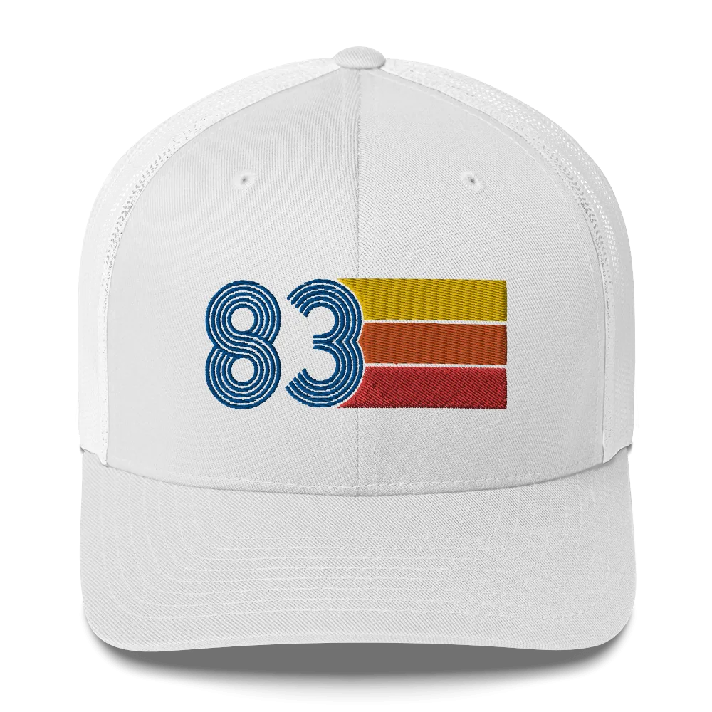 83 Number 1983 Birthday Retro Trucker Hat