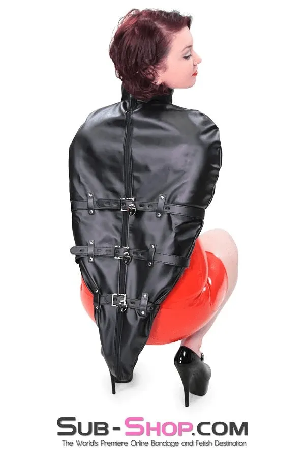 9016DL      Helpless Slave Satin Lined Locking Armbinder Bondage Top