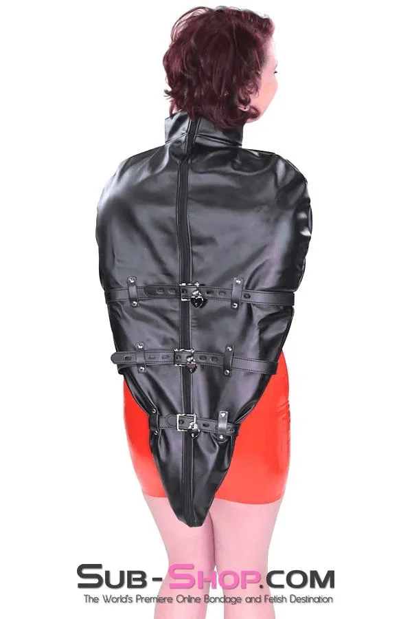 9016DL      Helpless Slave Satin Lined Locking Armbinder Bondage Top