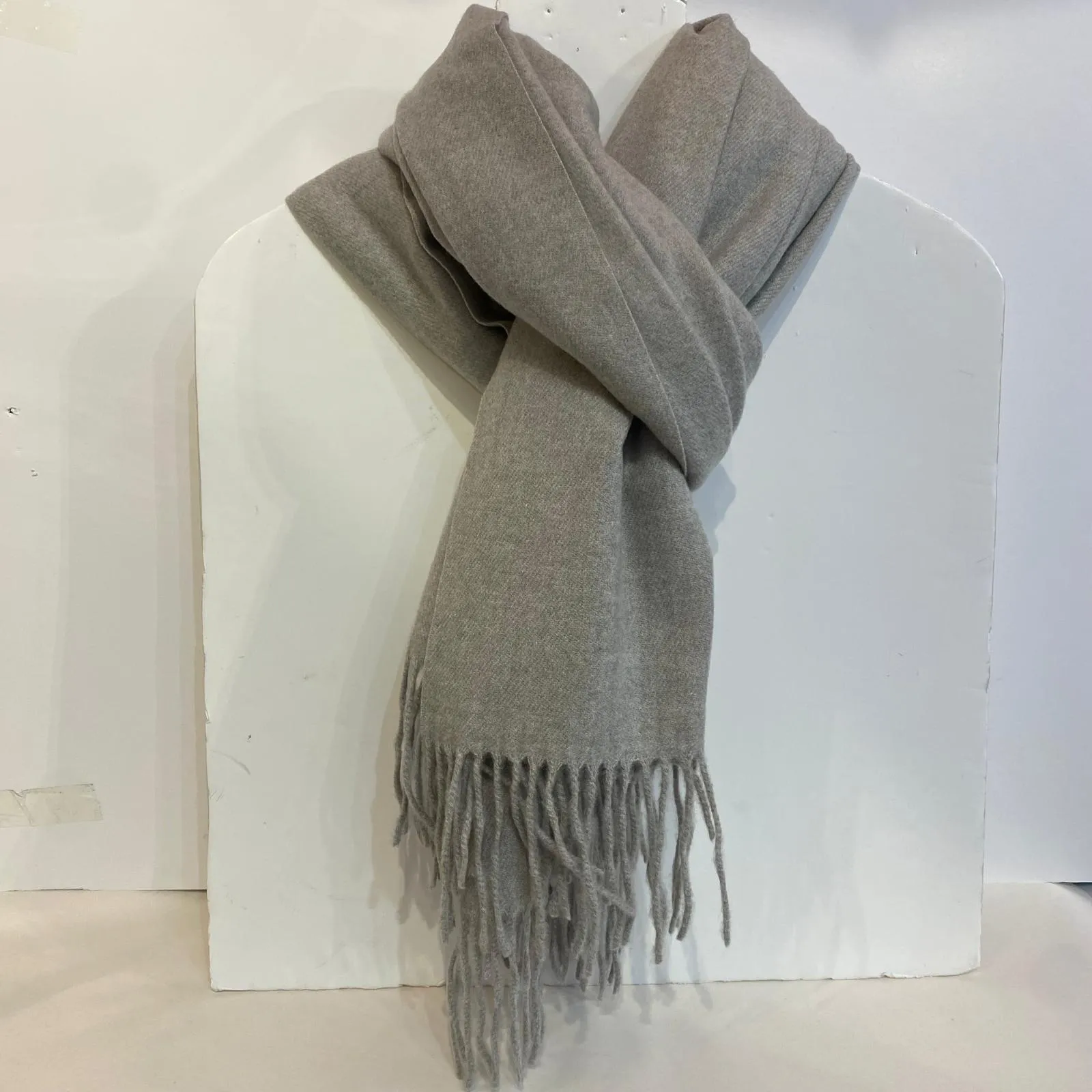 Adele - Cashmere Wool Blend Scarf - Pale Grey