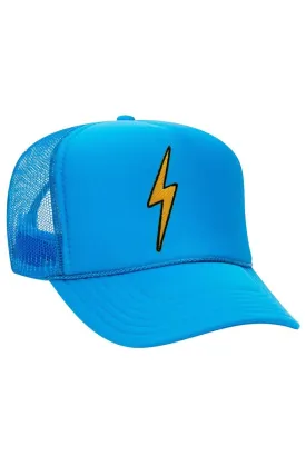 Aviator Nation Bolt Vintage Trucker Hat In Neon Blue