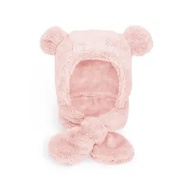 Baby Winter Earflap Bunny Bear Cozy Plush Fleece Hat | Bear Pink