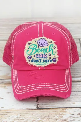 Beach Hair Don’t Care Distressed Baseball Hat