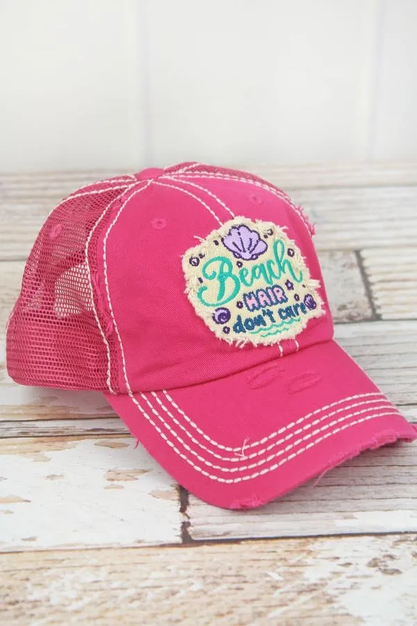 Beach Hair Don’t Care Distressed Baseball Hat