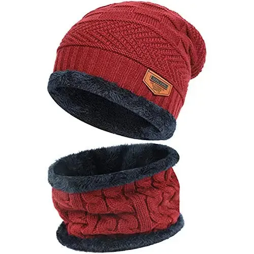 Beanie Hat Scarf and Touchscreen Gloves Set | High-quality Wool Thick Fleece