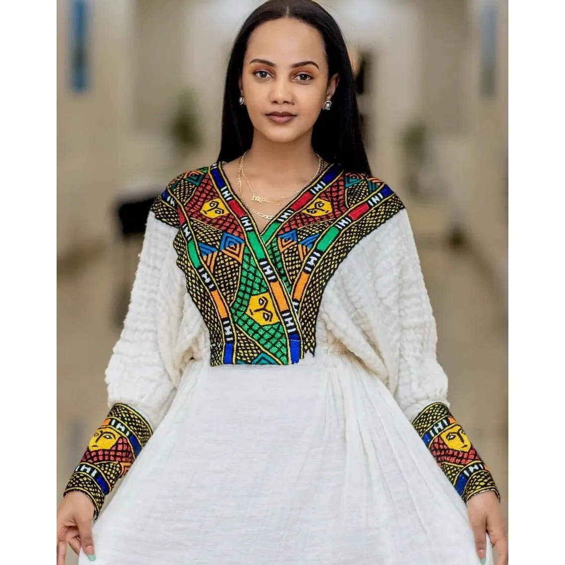 Beautiful Pattern Ethiopian Dress Habesha Dress Women's Dress Habesha Kemis Eritrean Dress Women's Style