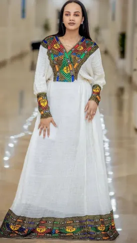 Beautiful Pattern Ethiopian Dress Habesha Dress Women's Dress Habesha Kemis Eritrean Dress Women's Style