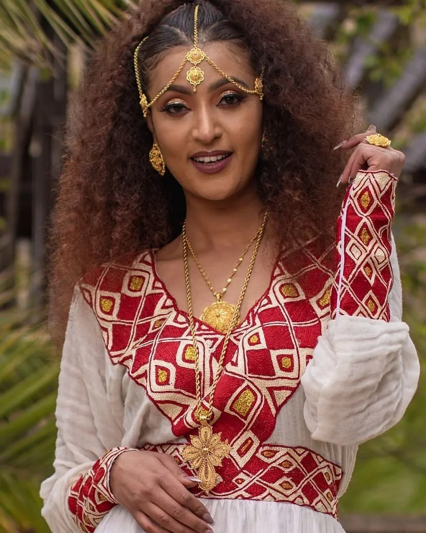 Beautiful pattern Habesha Dress Modern Ethiopian Dress Women's Dress Habesha Kemis Eritrean Dress Women's Style