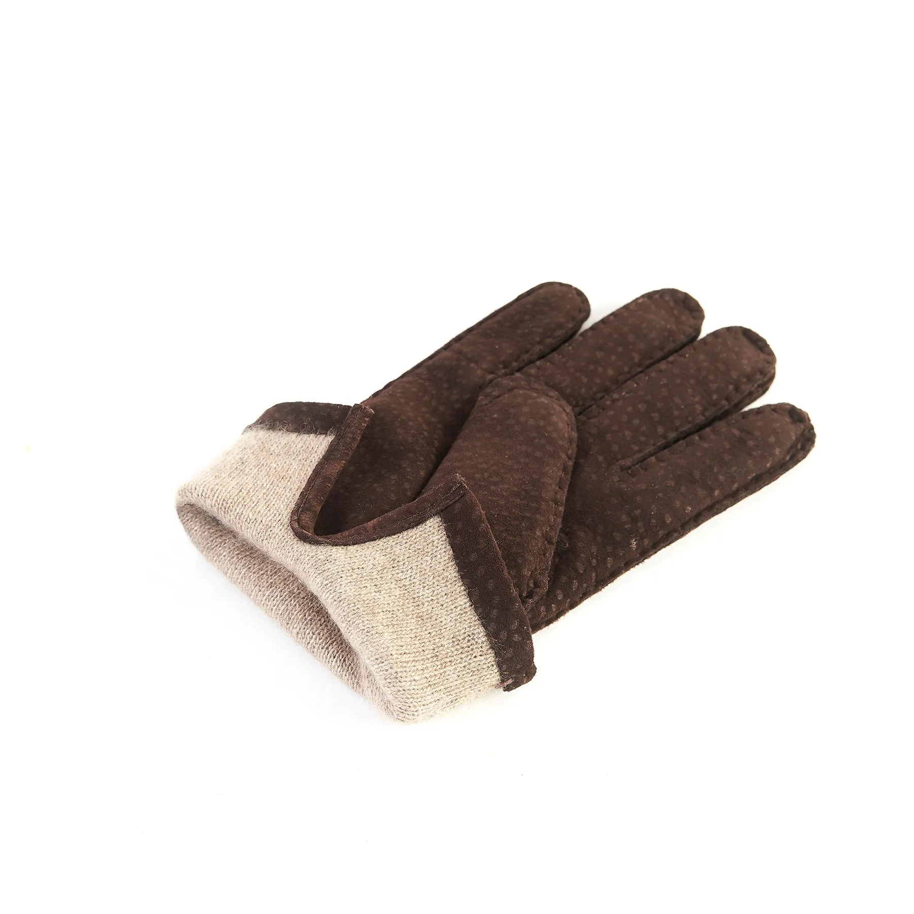 Bespoke Men's hand-stitched carpincho gloves cashmere lined