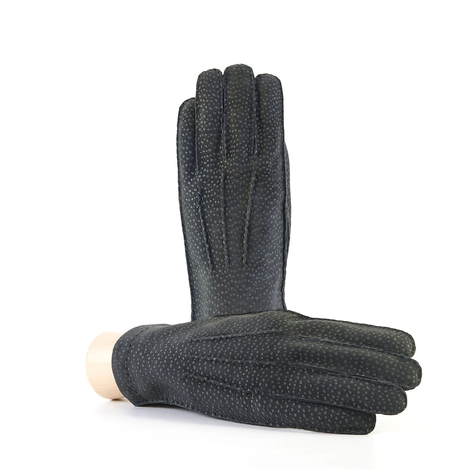 Bespoke Men's hand-stitched carpincho gloves cashmere lined