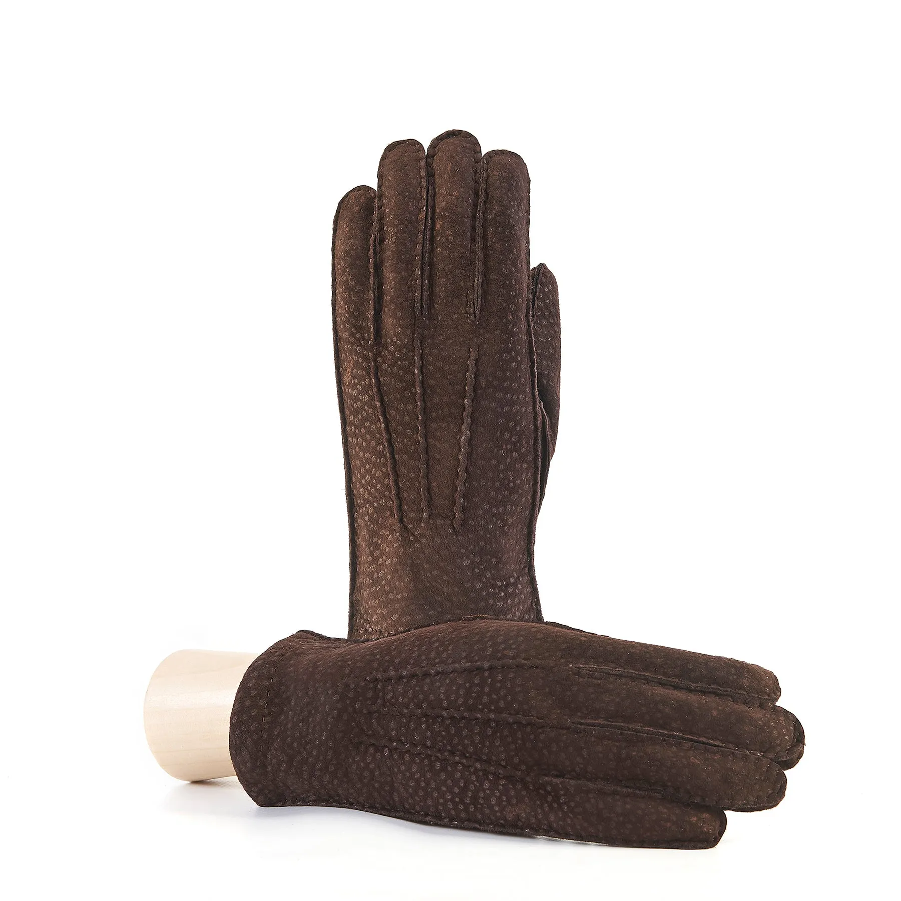 Bespoke Men's hand-stitched carpincho gloves cashmere lined