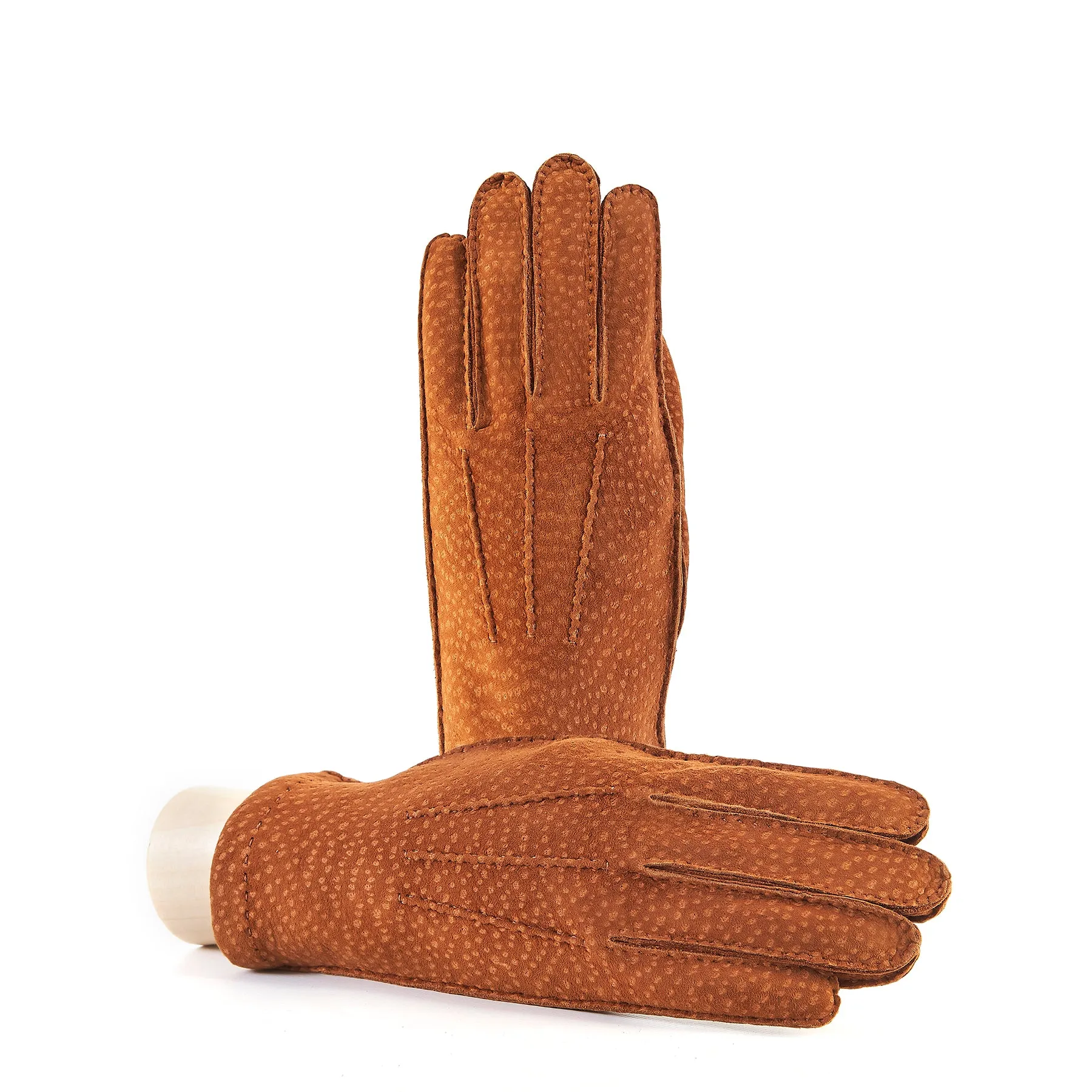 Bespoke Men's hand-stitched carpincho gloves cashmere lined