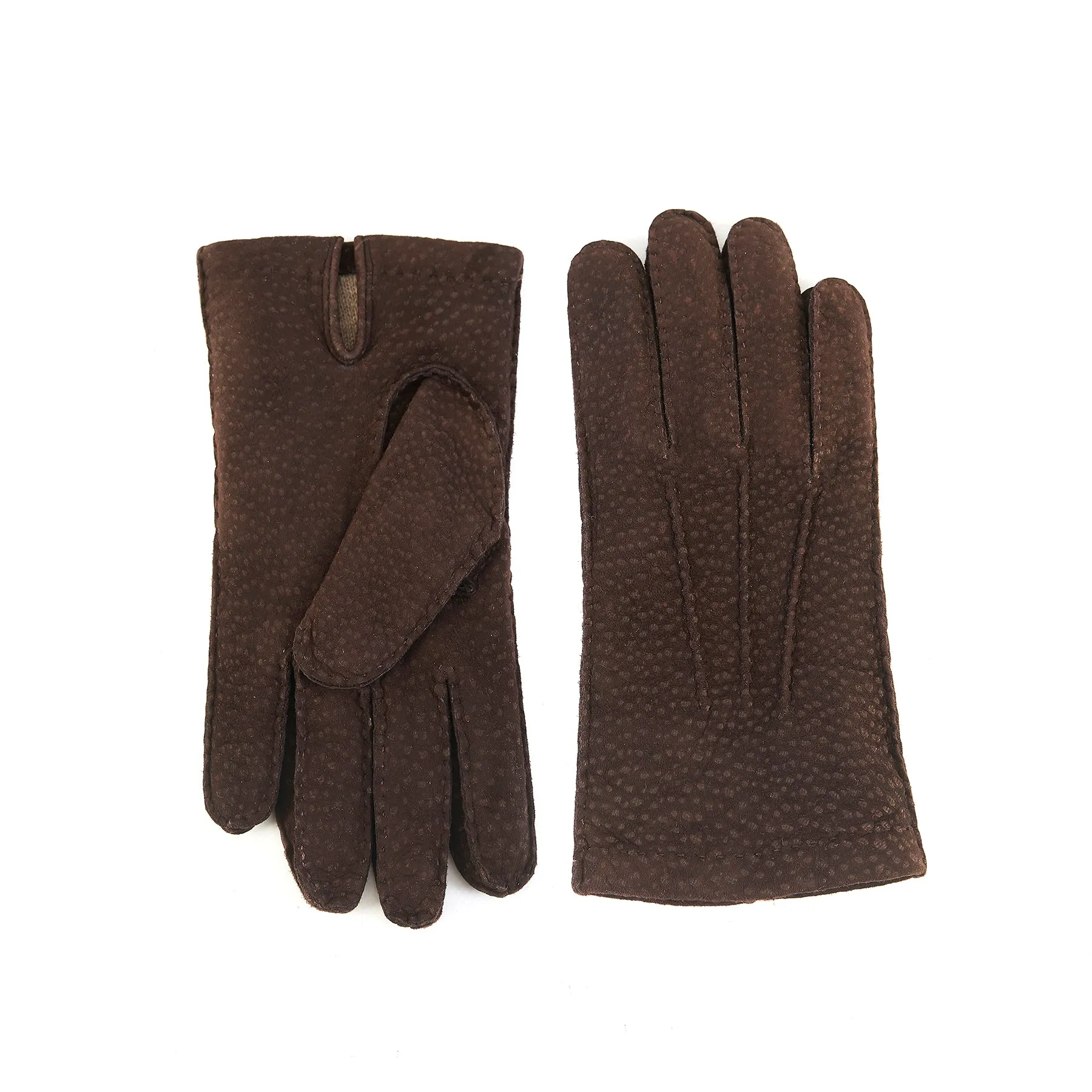 Bespoke Men's hand-stitched carpincho gloves cashmere lined