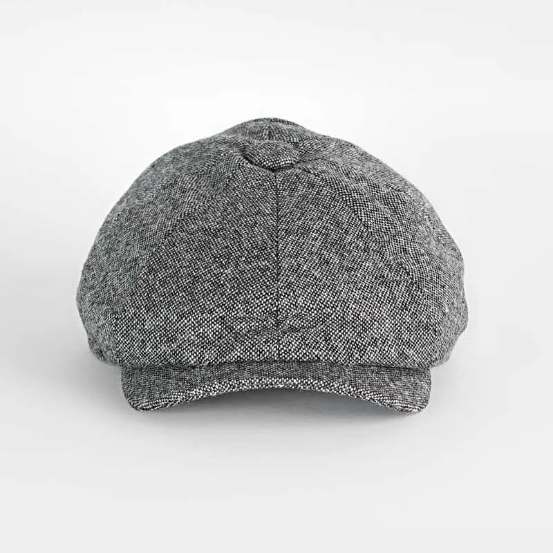 Black & White Plain Weave Wool Gatsby Cap