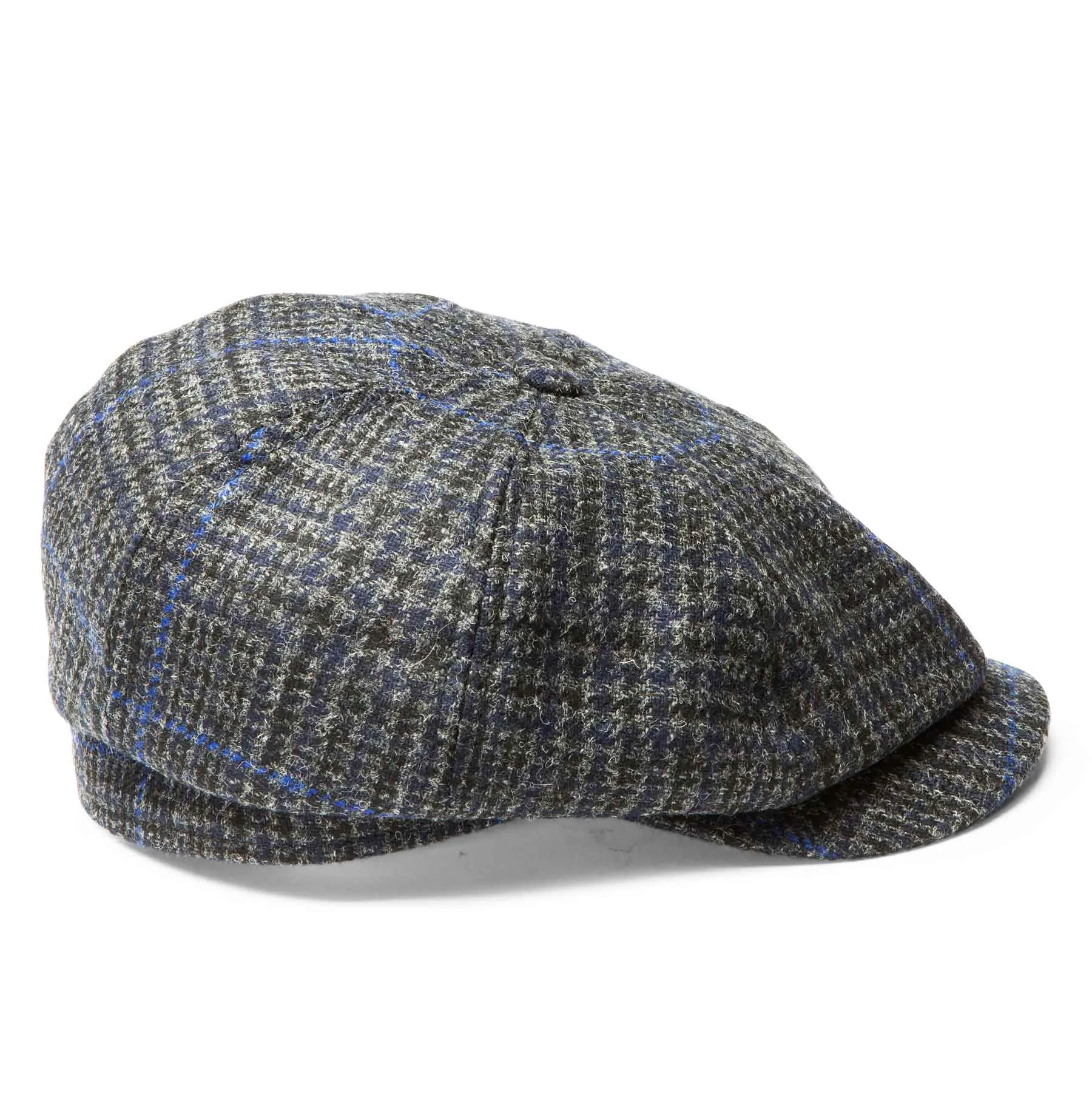 Black Plaid Newsboy Driving Cap