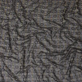 Black Premium pure French (Fransawi) silk chiffon fabric with grey viscose having gold metallic lurex in abstract design-D12704