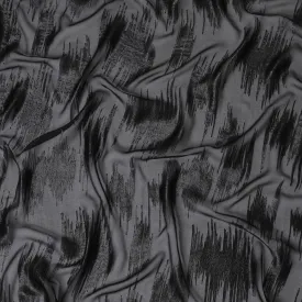 Black Premium pure French (Fransawi) silk chiffon fabric with same tone metallic lurex in abstract design-D16282