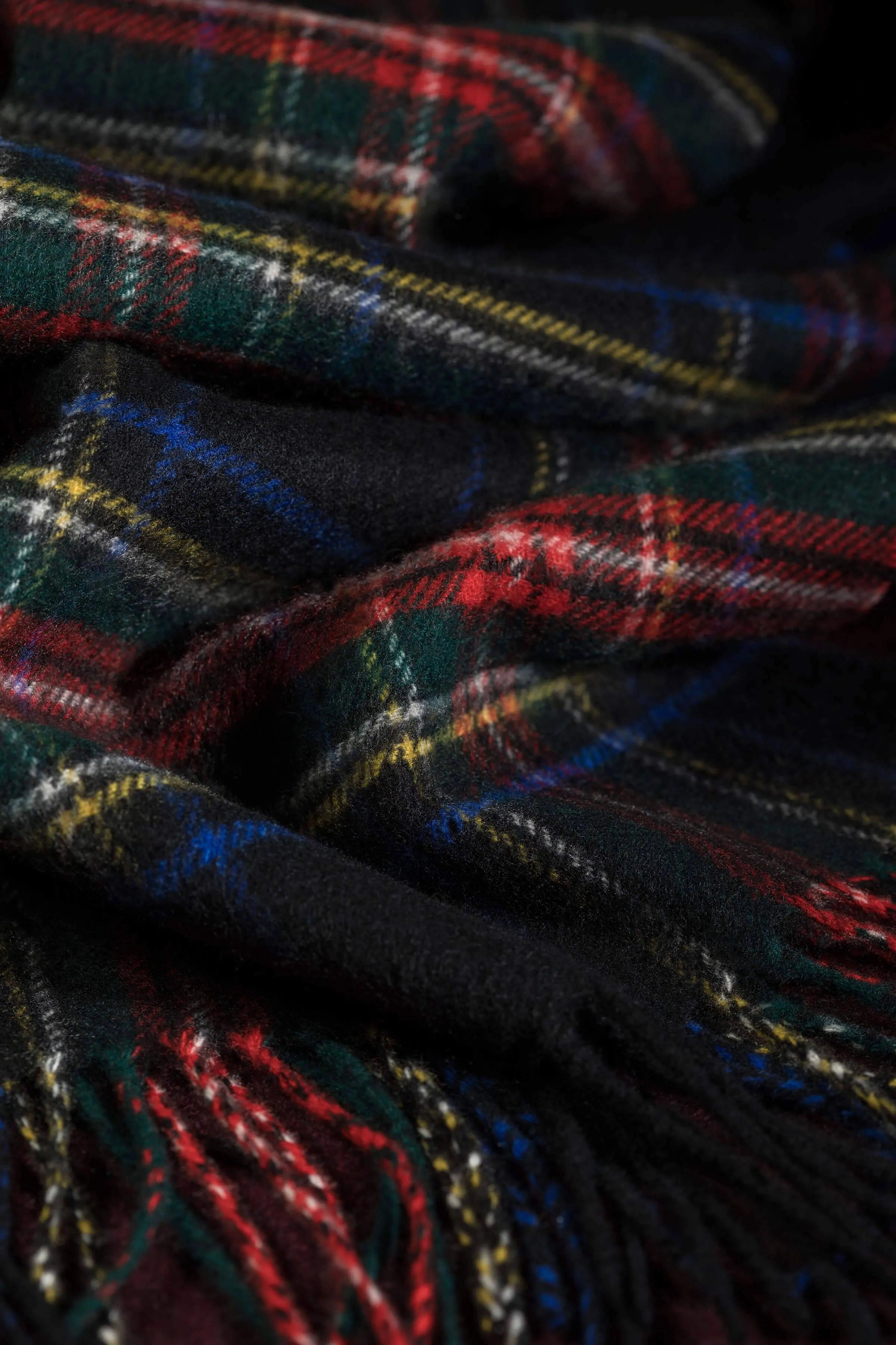 Black Stewart Tartan Cashmere Scarf