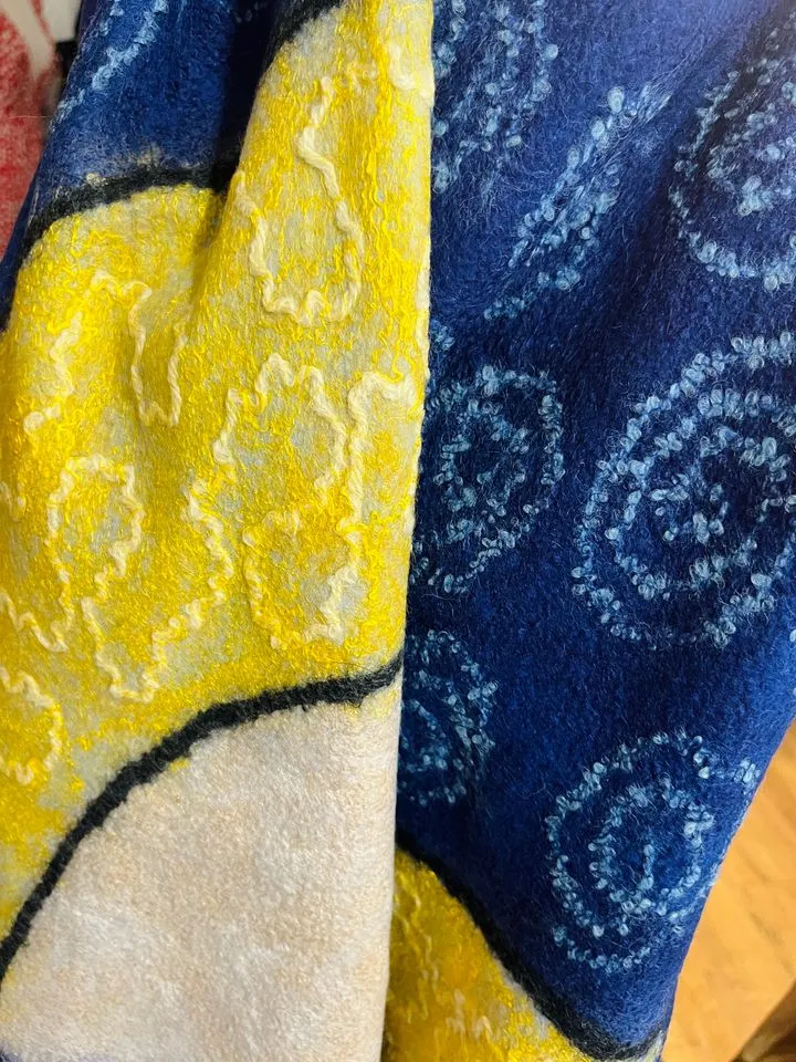 Blue and Yellow Swirl Scarf - Large