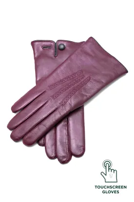 Burgundy Touchscreen Lamb Nappa Leather Dress Gloves