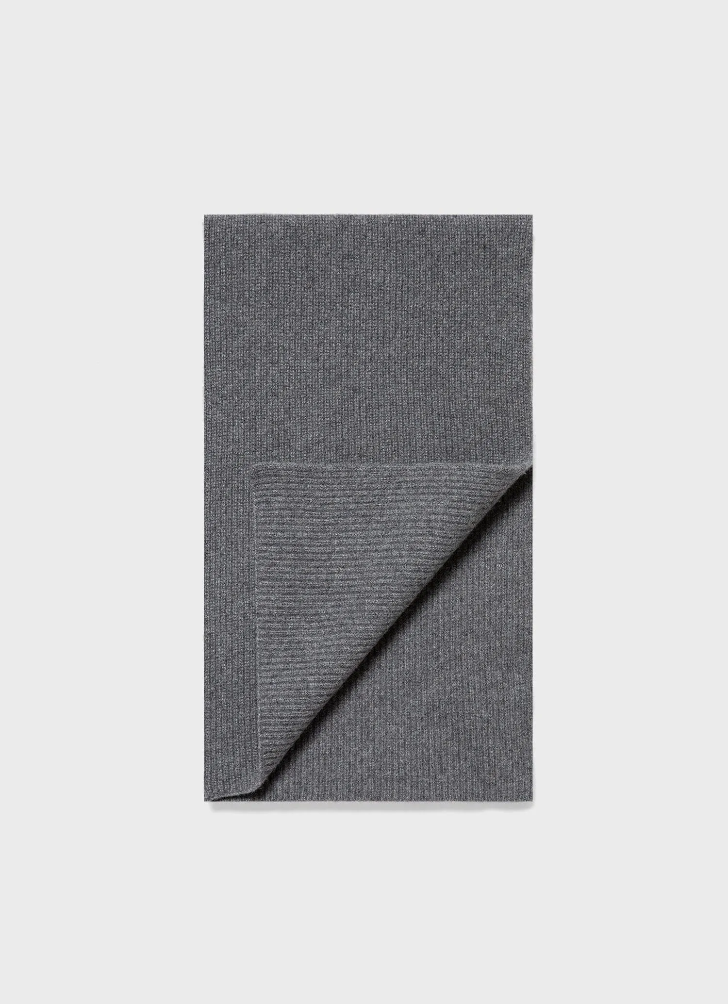 Cashmere Ribbed Scarf in Grey Melange