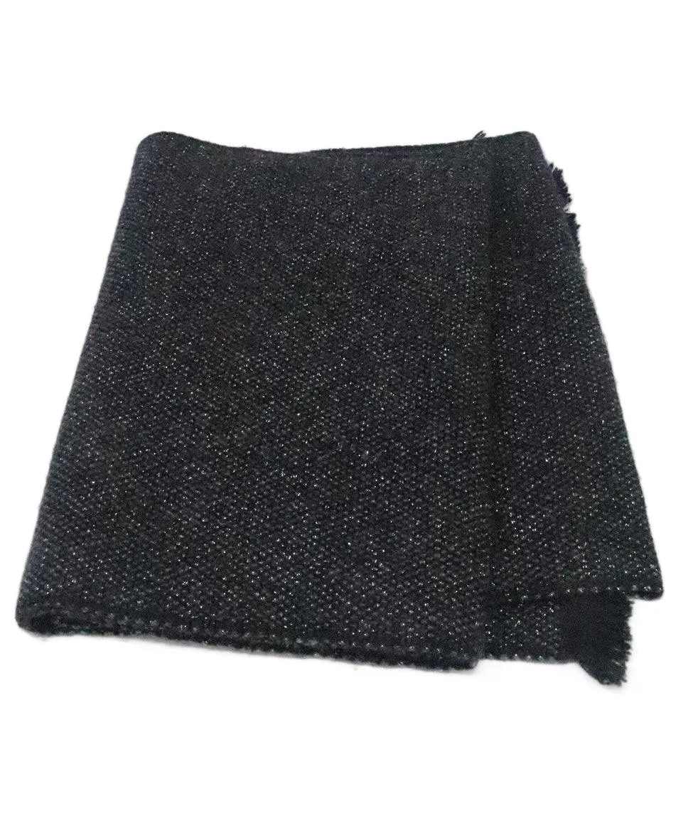 Chanel Black & Silver Embellished Cashmere Scarf