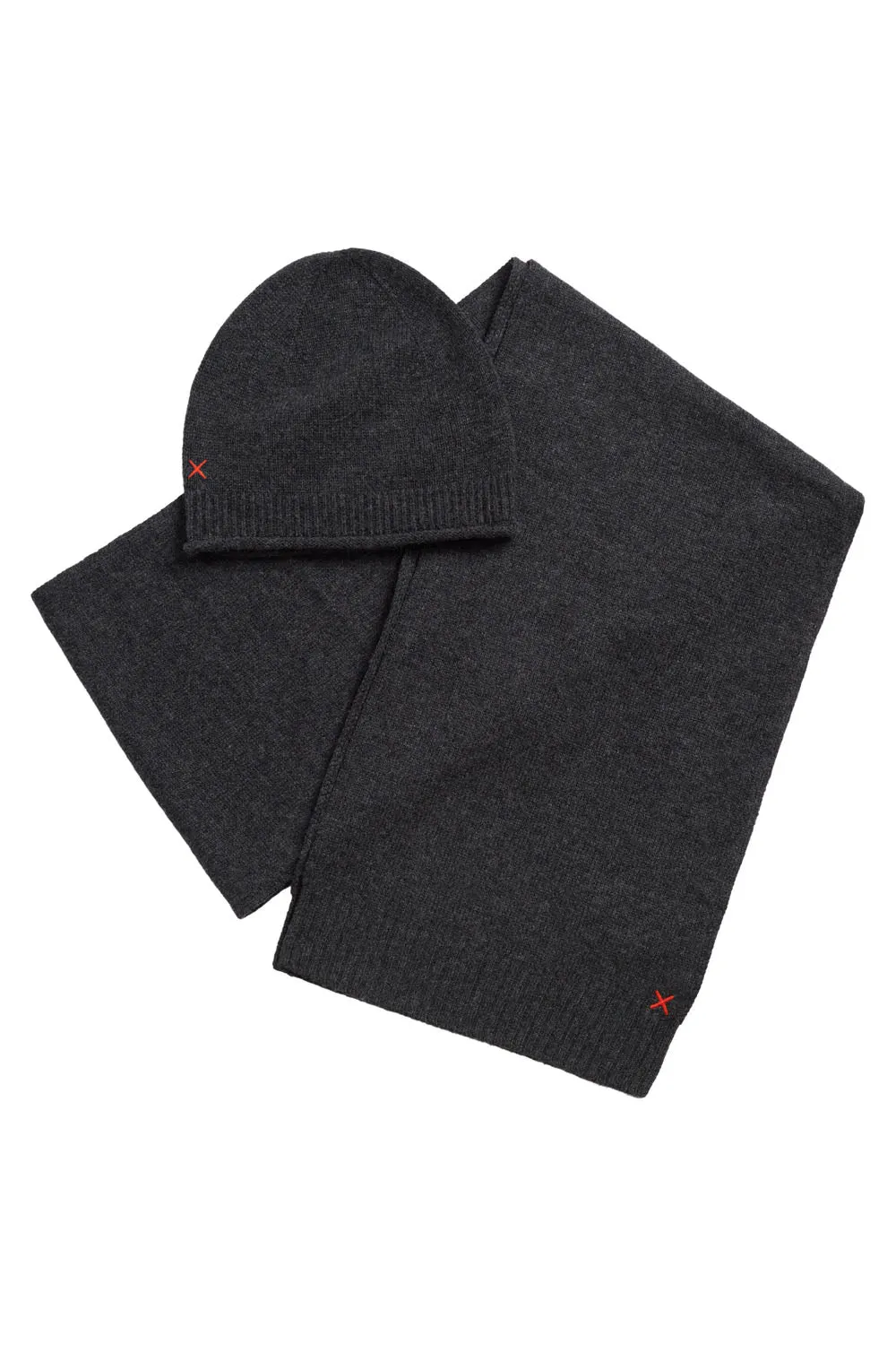 Charcoal Wool-Cashmere Accessories Set