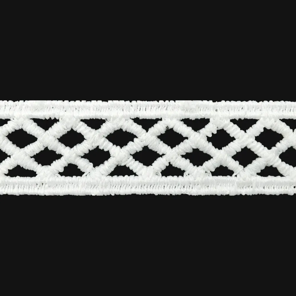 Criss-Cross Design White Guipure Lace Trim Border