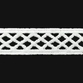 Criss-Cross Design White Guipure Lace Trim Border