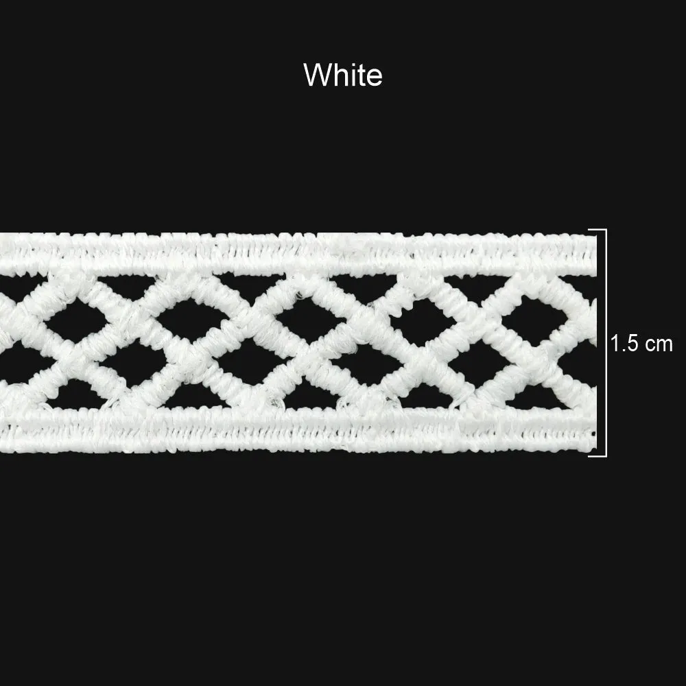 Criss-Cross Design White Guipure Lace Trim Border