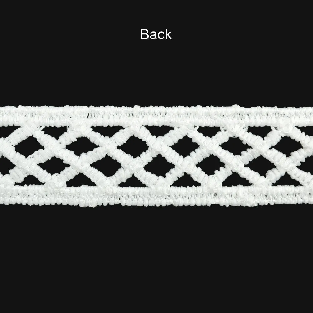 Criss-Cross Design White Guipure Lace Trim Border