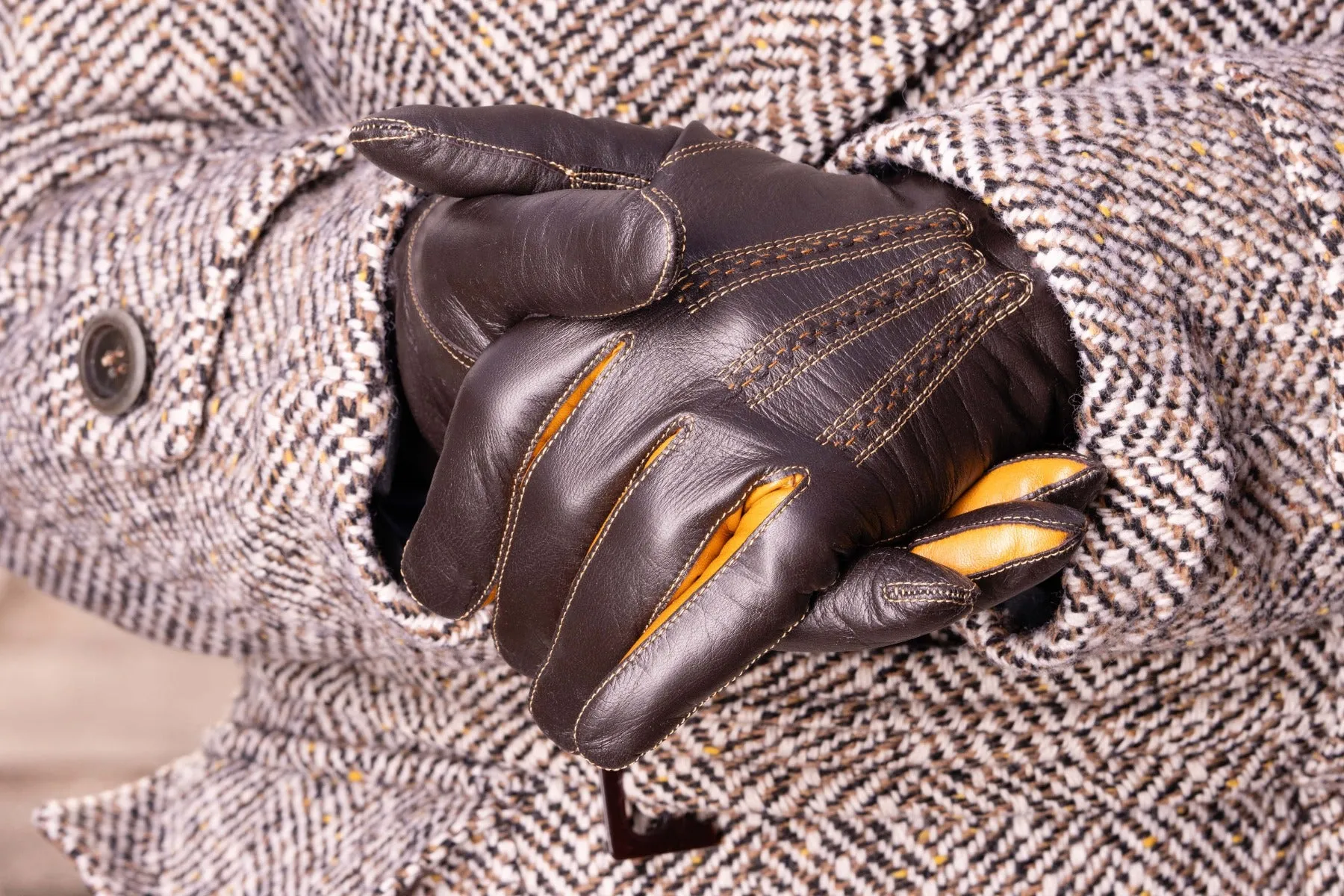 Dark Brown Touchscreen Lamb Nappa Gloves