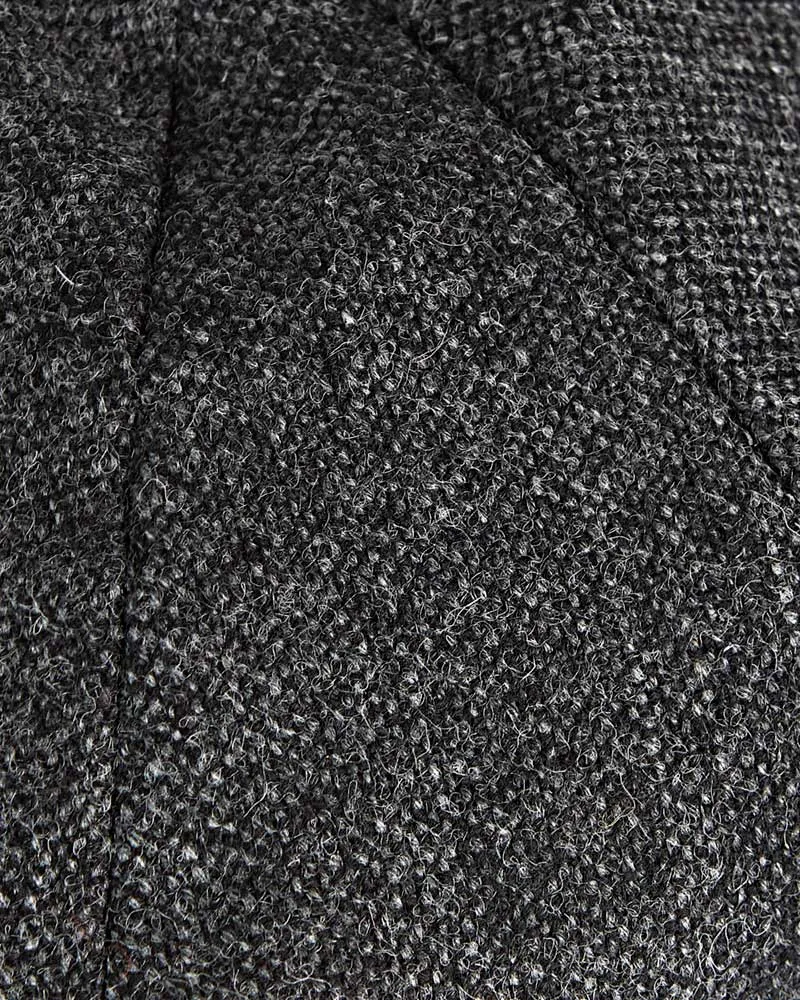 Dark Grey Plain Weave Wool Gatsby Cap