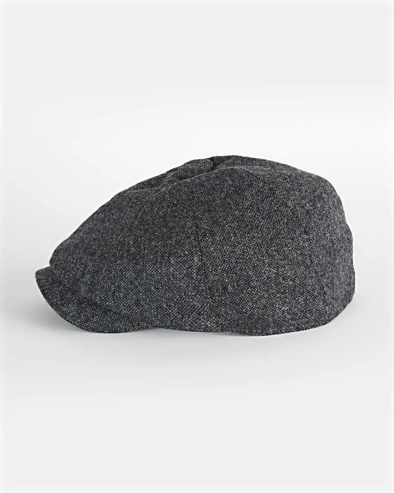 Dark Grey Plain Weave Wool Gatsby Cap