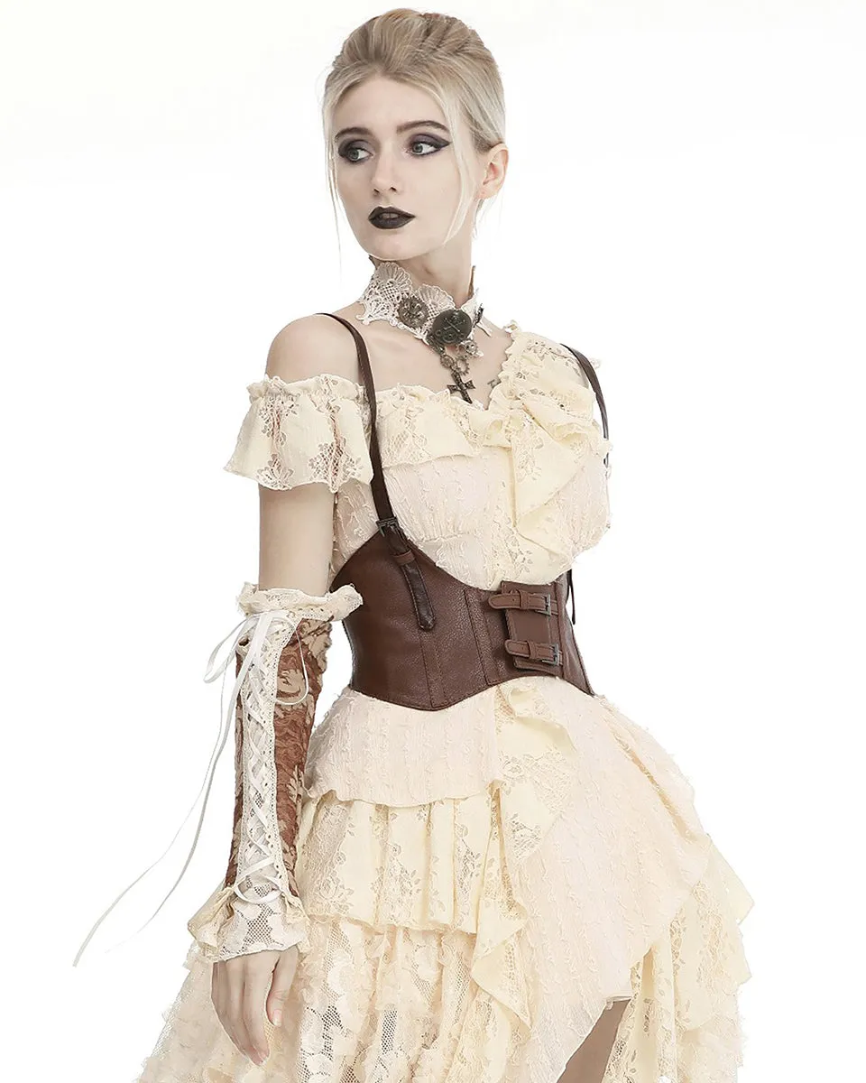 Dark In Love Wildwinde Long Steampunk Sleeves - Brown & Off-White