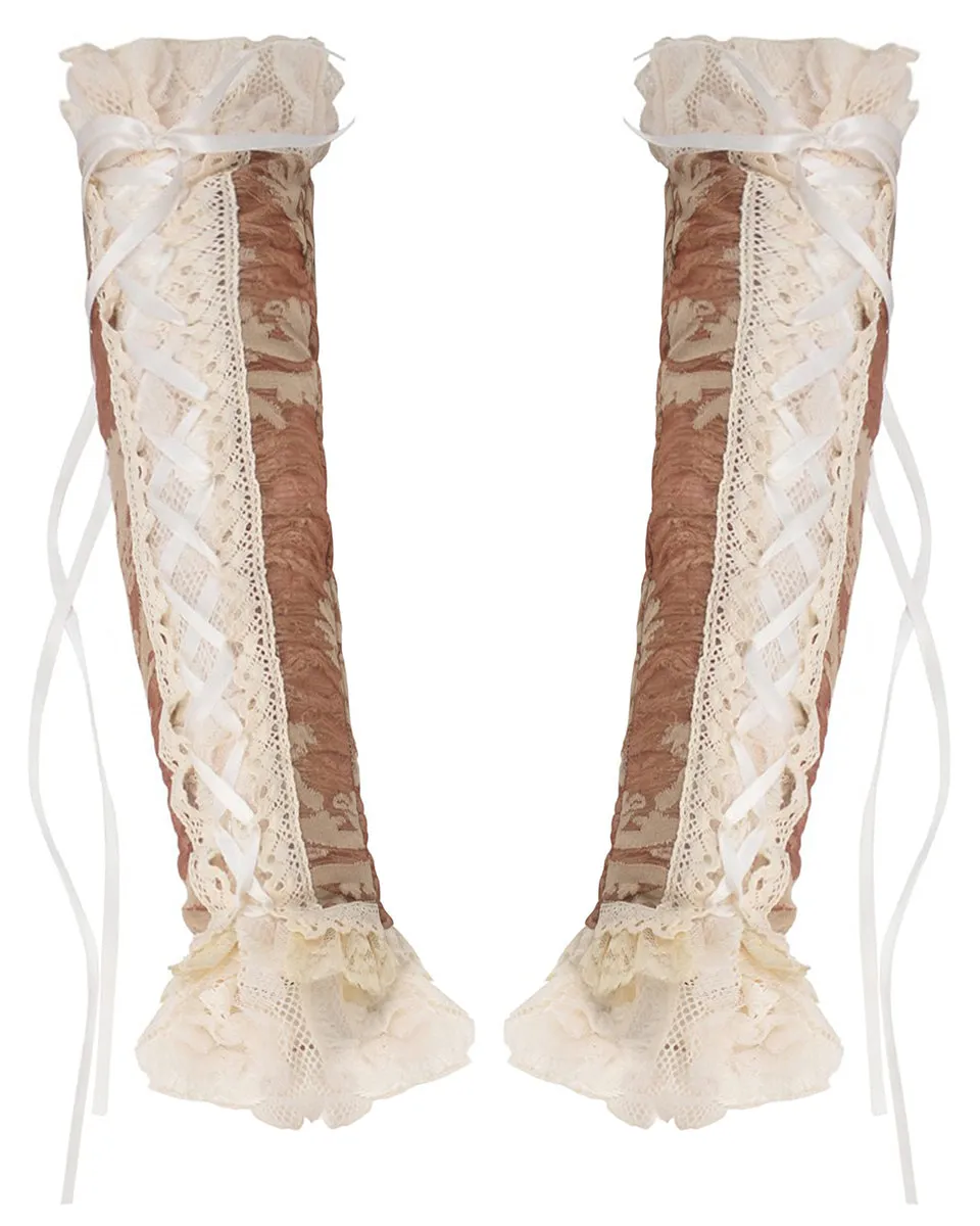 Dark In Love Wildwinde Long Steampunk Sleeves - Brown & Off-White