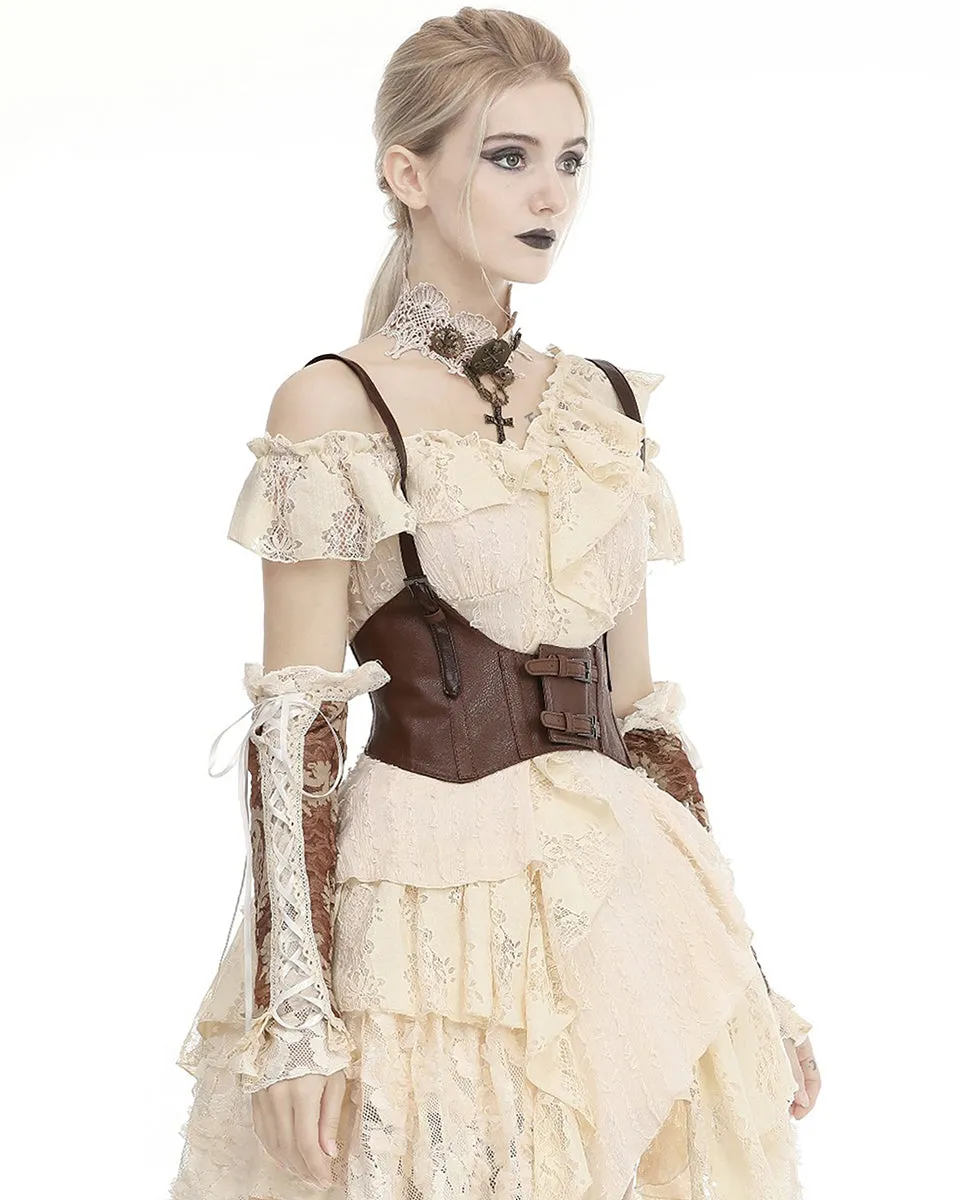 Dark In Love Wildwinde Long Steampunk Sleeves - Brown & Off-White