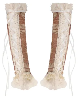 Dark In Love Wildwinde Long Steampunk Sleeves - Brown & Off-White