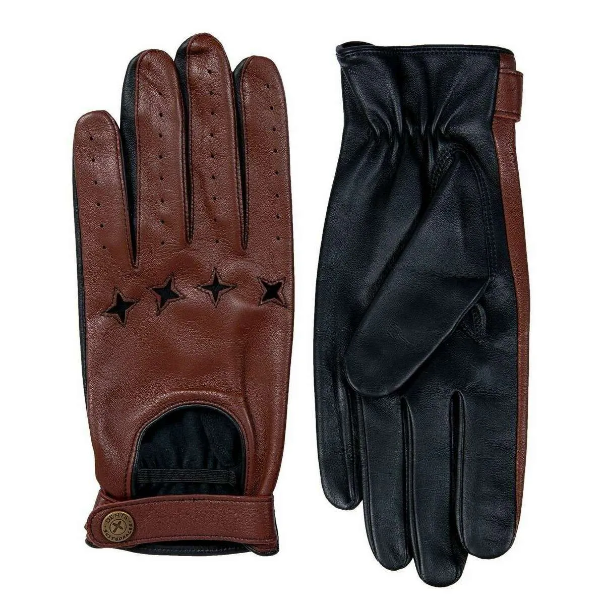 Dents The Suited Racer Hourglass Touchscreen Leather Driving Gloves - English Tan/Black