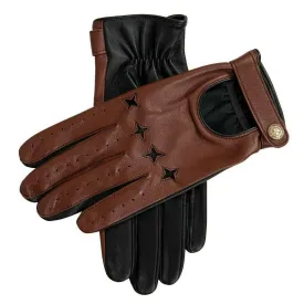 Dents The Suited Racer Hourglass Touchscreen Leather Driving Gloves - English Tan/Black