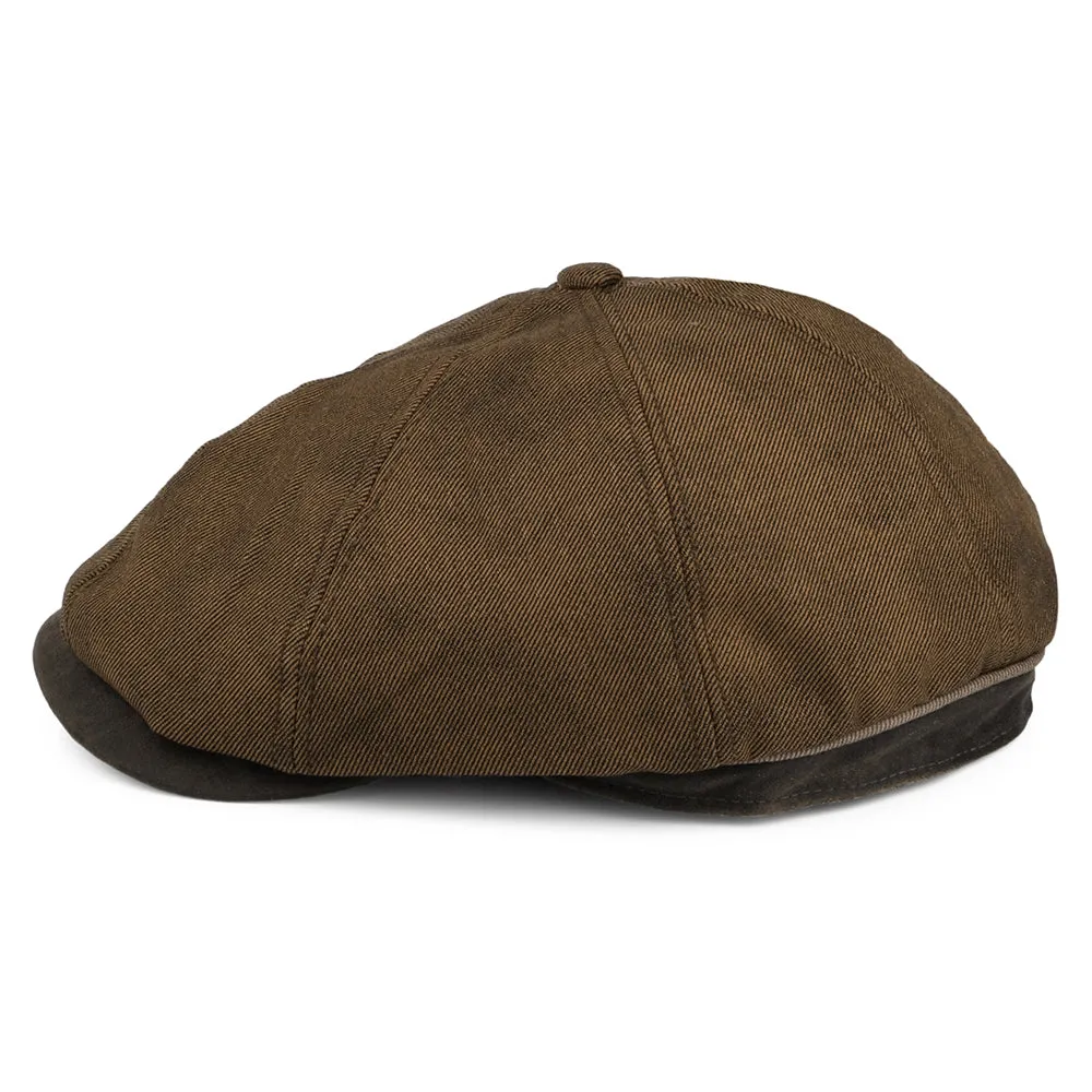 Dorfman Pacific Hats Weathered Washed Twill Newsboy Cap - Brown