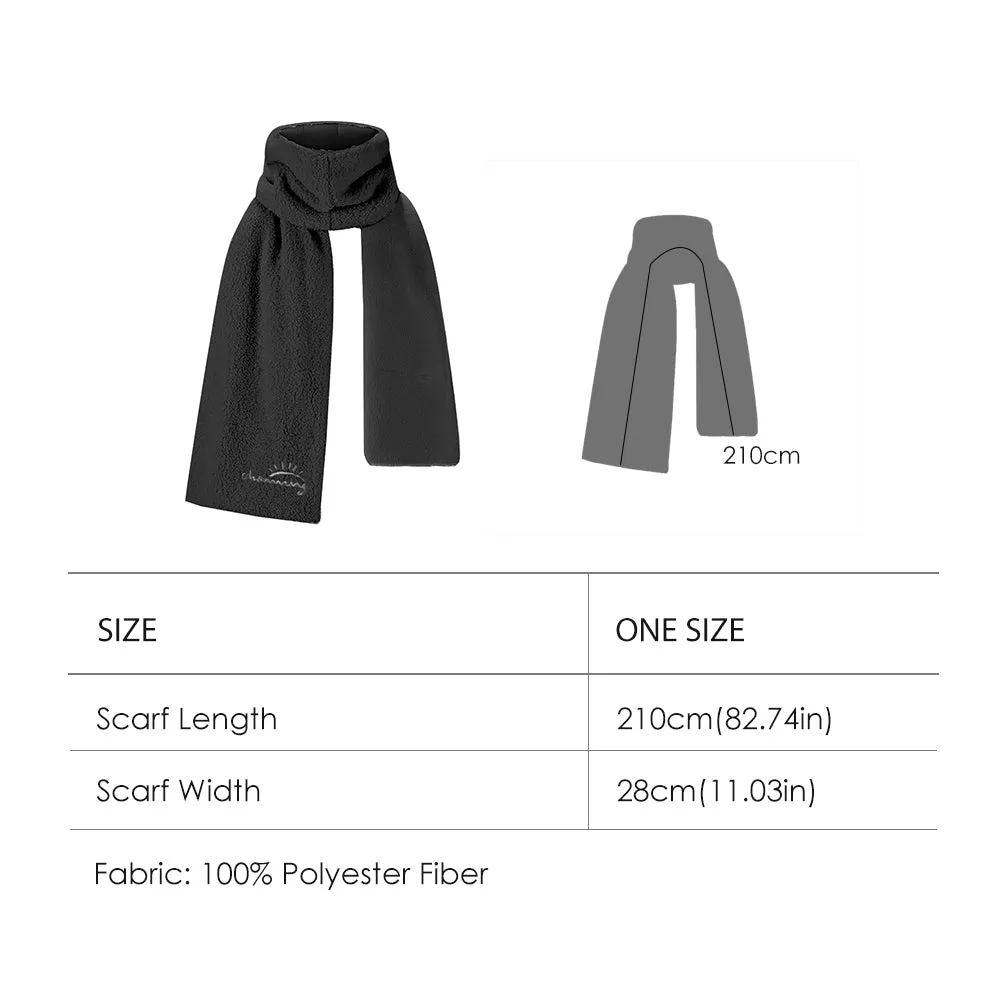 Dual-sided Fleece Long Scarf Warm Wrap Shawl with Pockets for Cold Winter Season