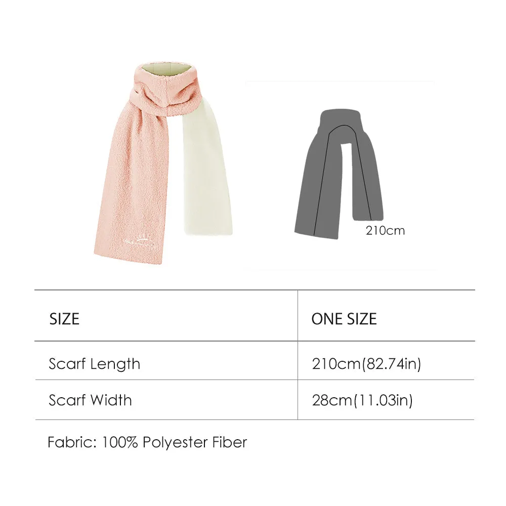 Dual-sided Fleece Long Scarf Warm Wrap Shawl with Pockets for Cold Winter Season