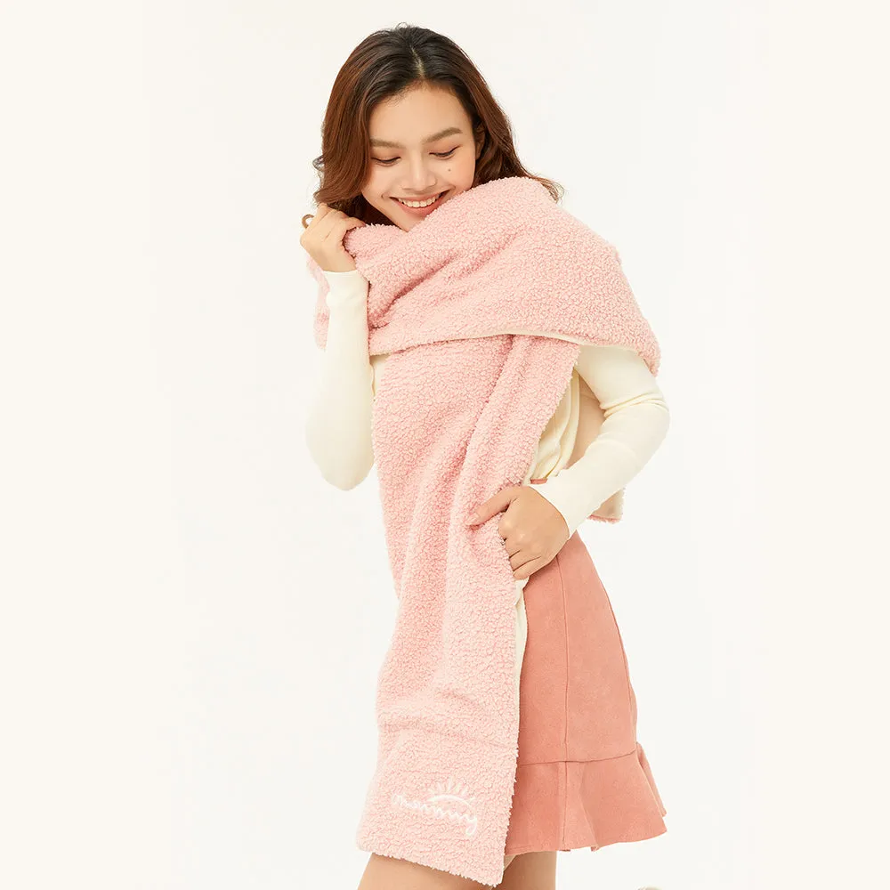 Dual-sided Fleece Long Scarf Warm Wrap Shawl with Pockets for Cold Winter Season