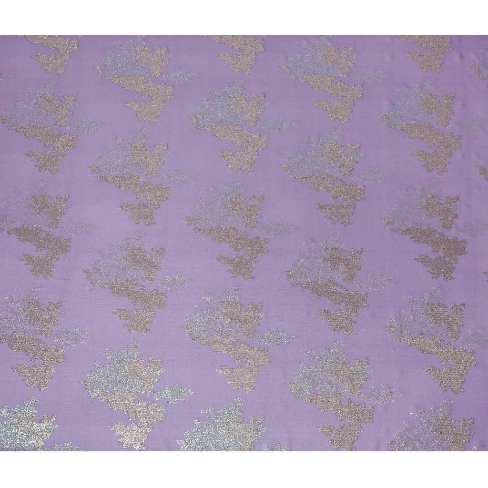 Elegant Purple Silk Chiffon Fabric with Metallic Lurex Floral Design, 110 cm Width, South Korea-D19713