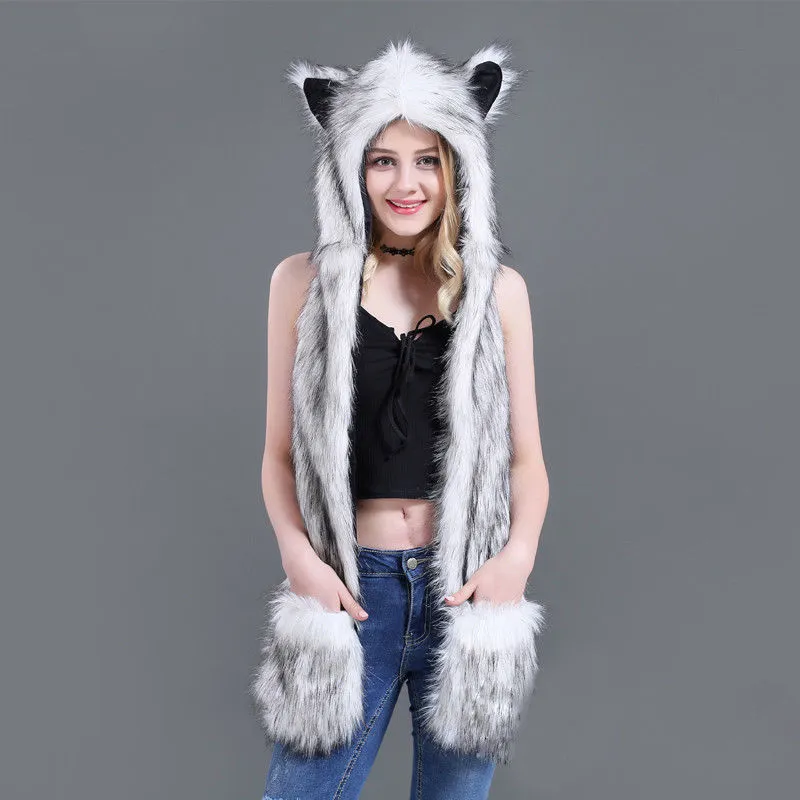 Faux Fur Animal Hood